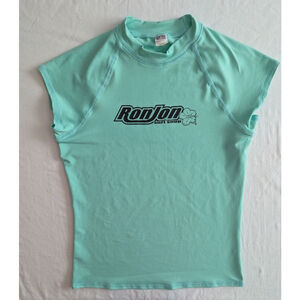 Ron Jon Surf Shop Short Sleeve Board Shirt Rash Guard Women's Size Large Teal
